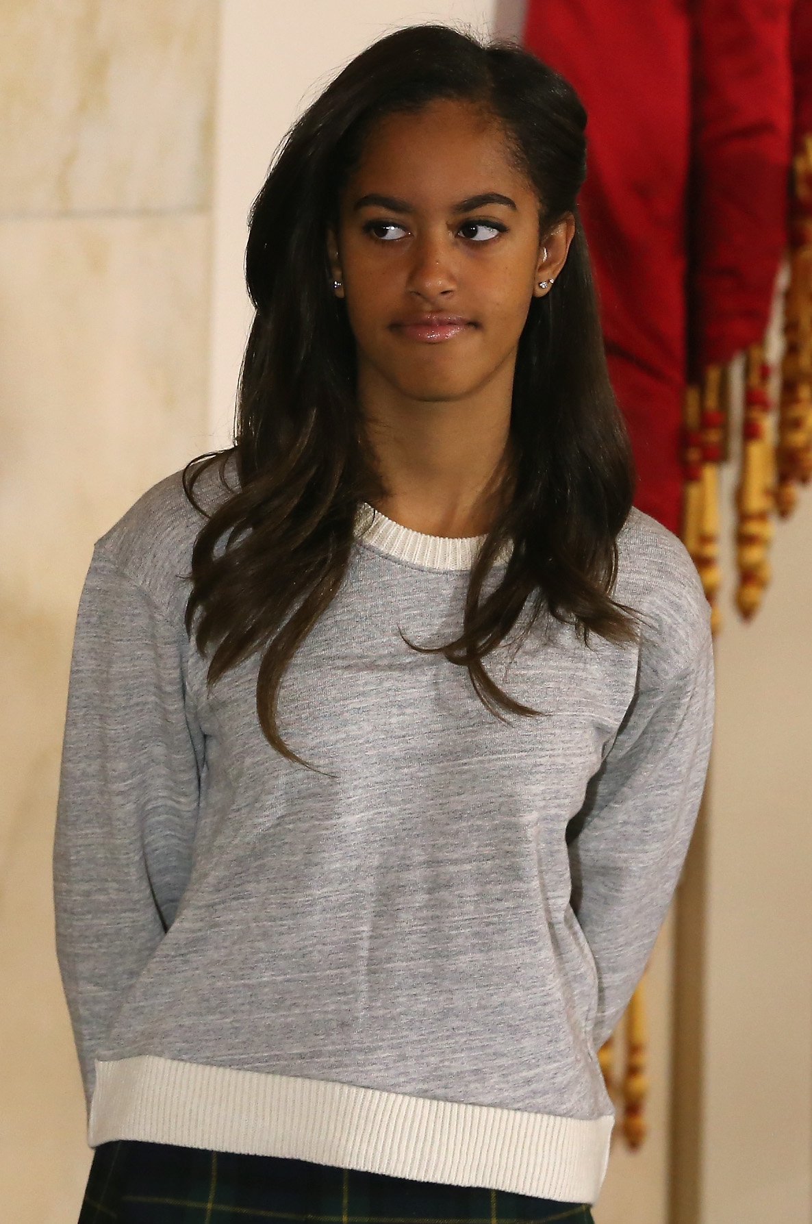 Malia Obama lors d'une cérémonie à la Maison Blanche 26 novembre 2014 |  Photo : Getty Images