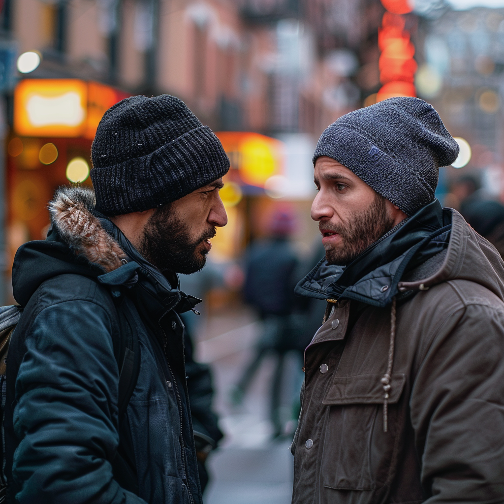 Deux hommes au cours d'une dispute | Source : Midjourney