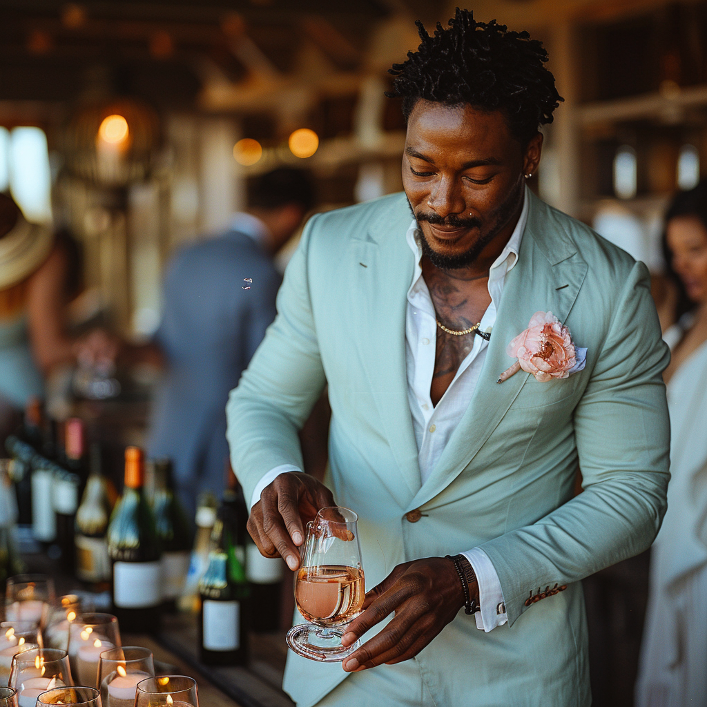 Un homme avec un verre de vin | Source : Midjourney