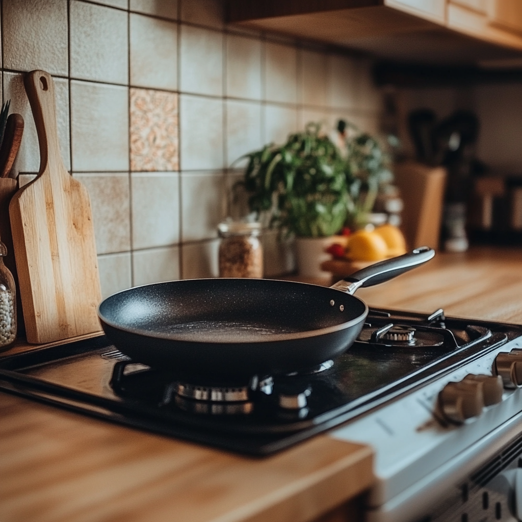 Une poêle à frire sur une cuisinière | Source : Midjourney