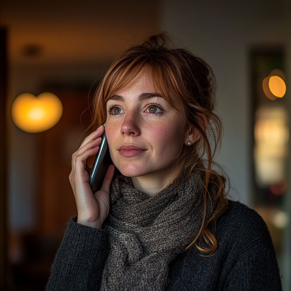 Une femme qui parle au téléphone | Source : Midjourney