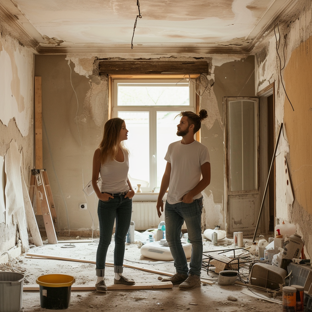 Un couple qui fait des travaux de rénovation dans sa maison | Source : Midjourney