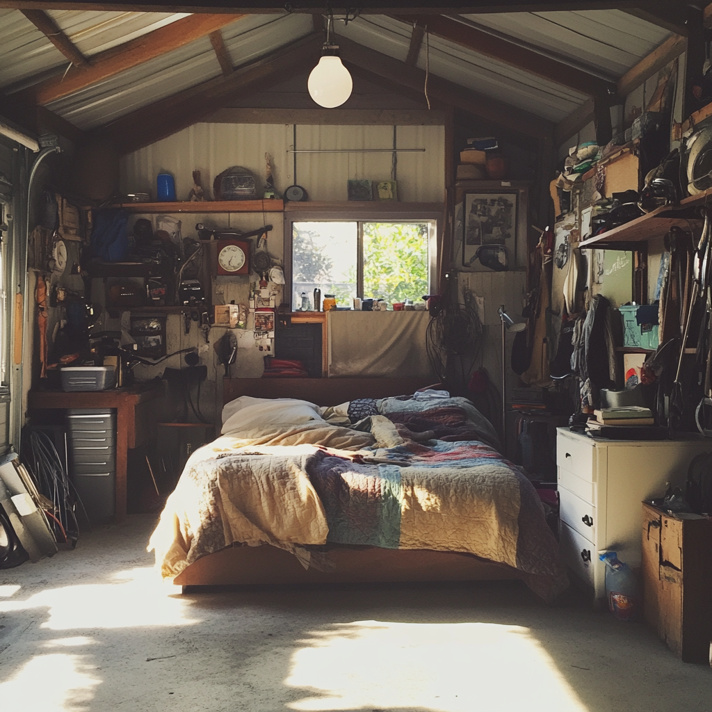 Un garage transformé en chambre à coucher | Source : Midjourney