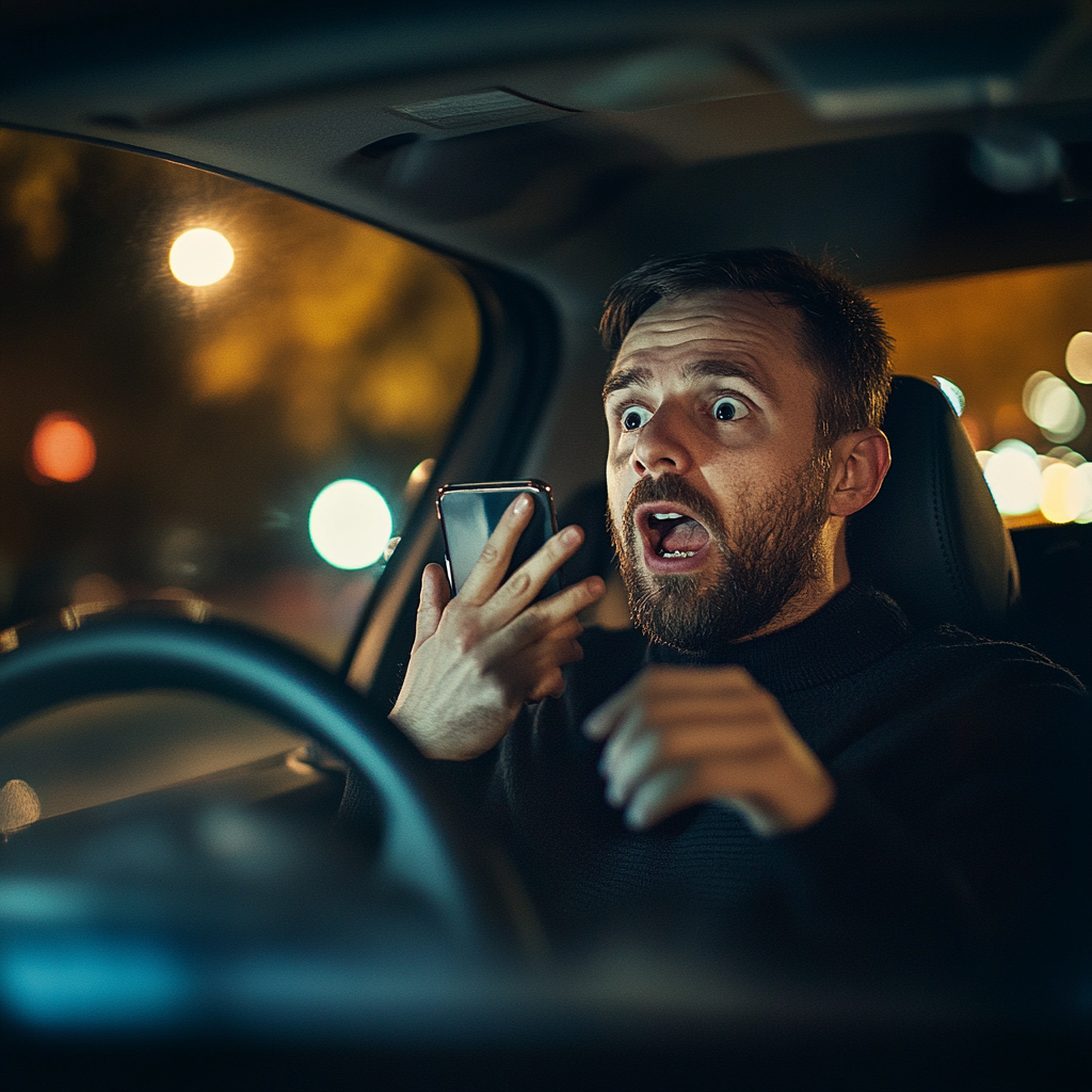 Un homme choqué dans sa voiture | Source : Midjourney