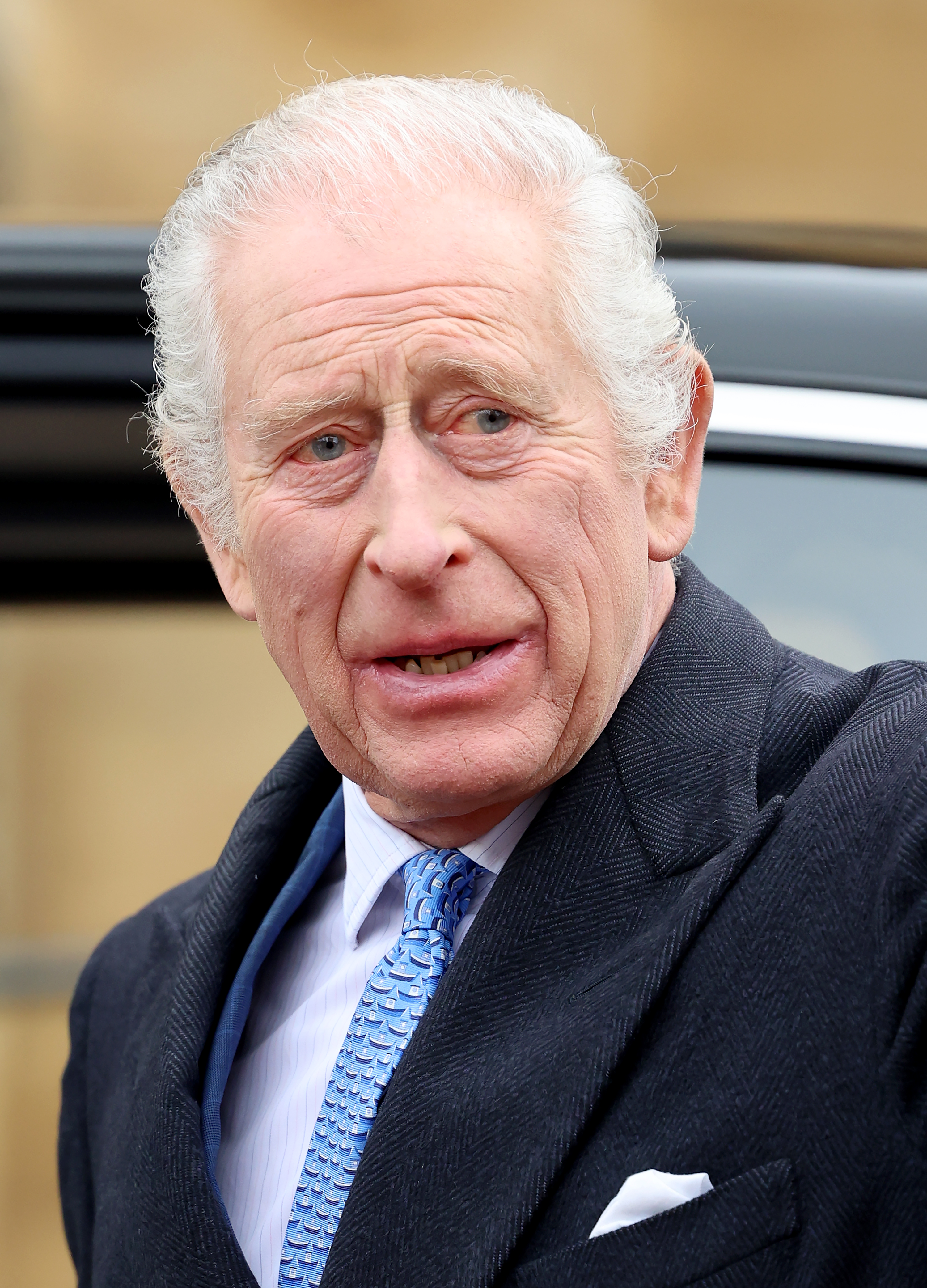 Le roi Charles quittant l'office des Matines de Pâques le 31 mars 2024 | Source" Getty Images