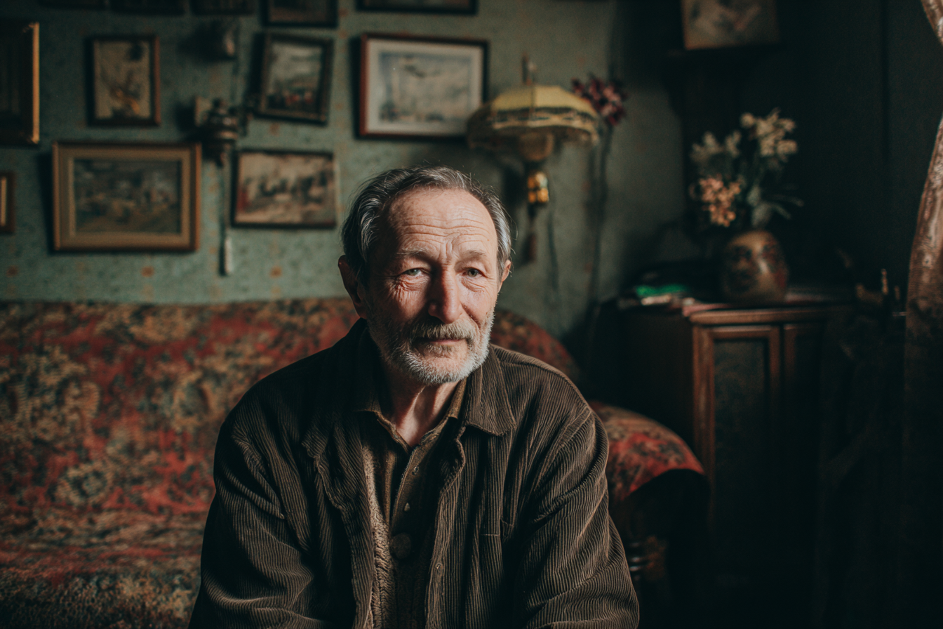 Un homme assis dans sa maison | Source : Midjourney