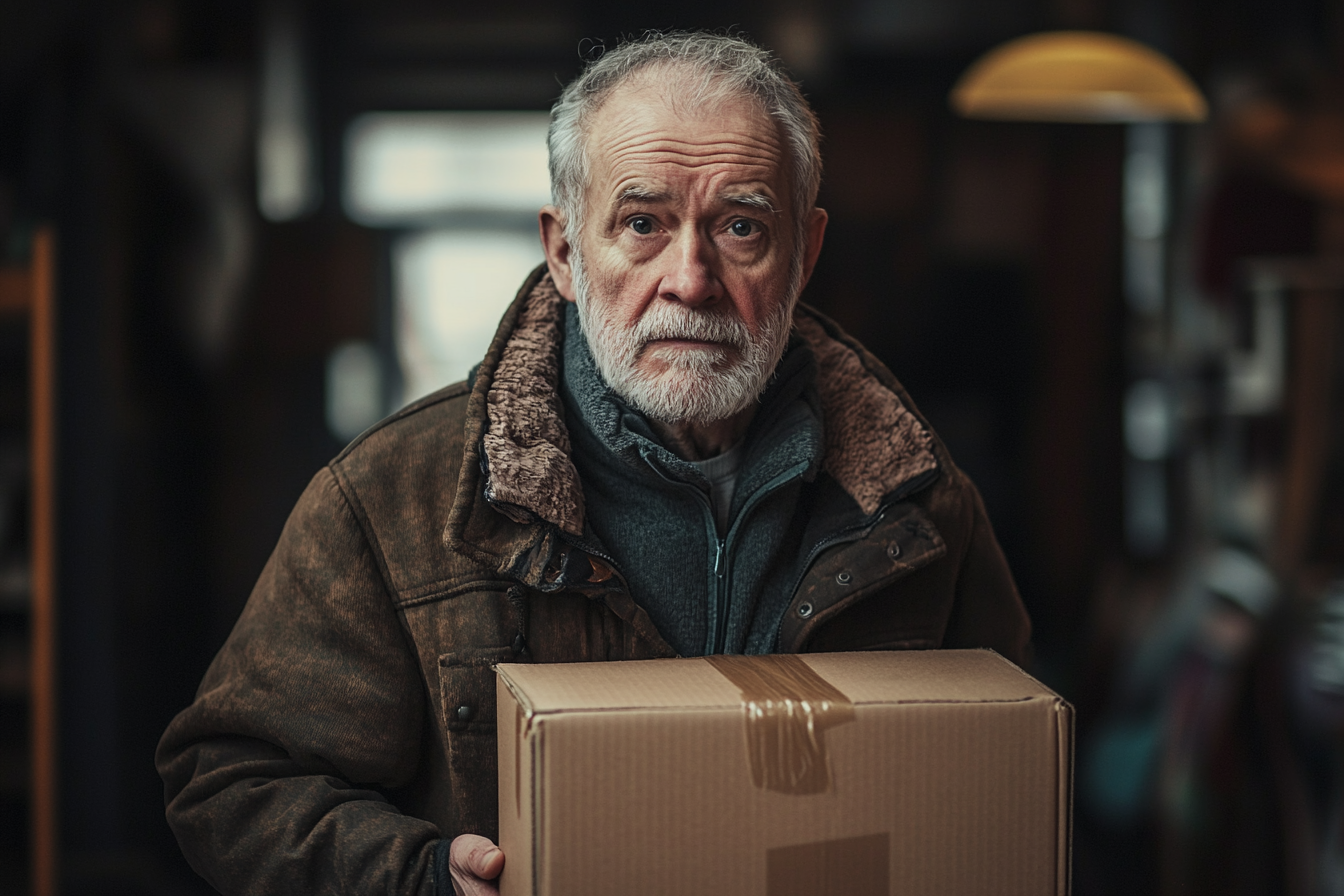 Un homme transportant un carton | Source : Midjourney