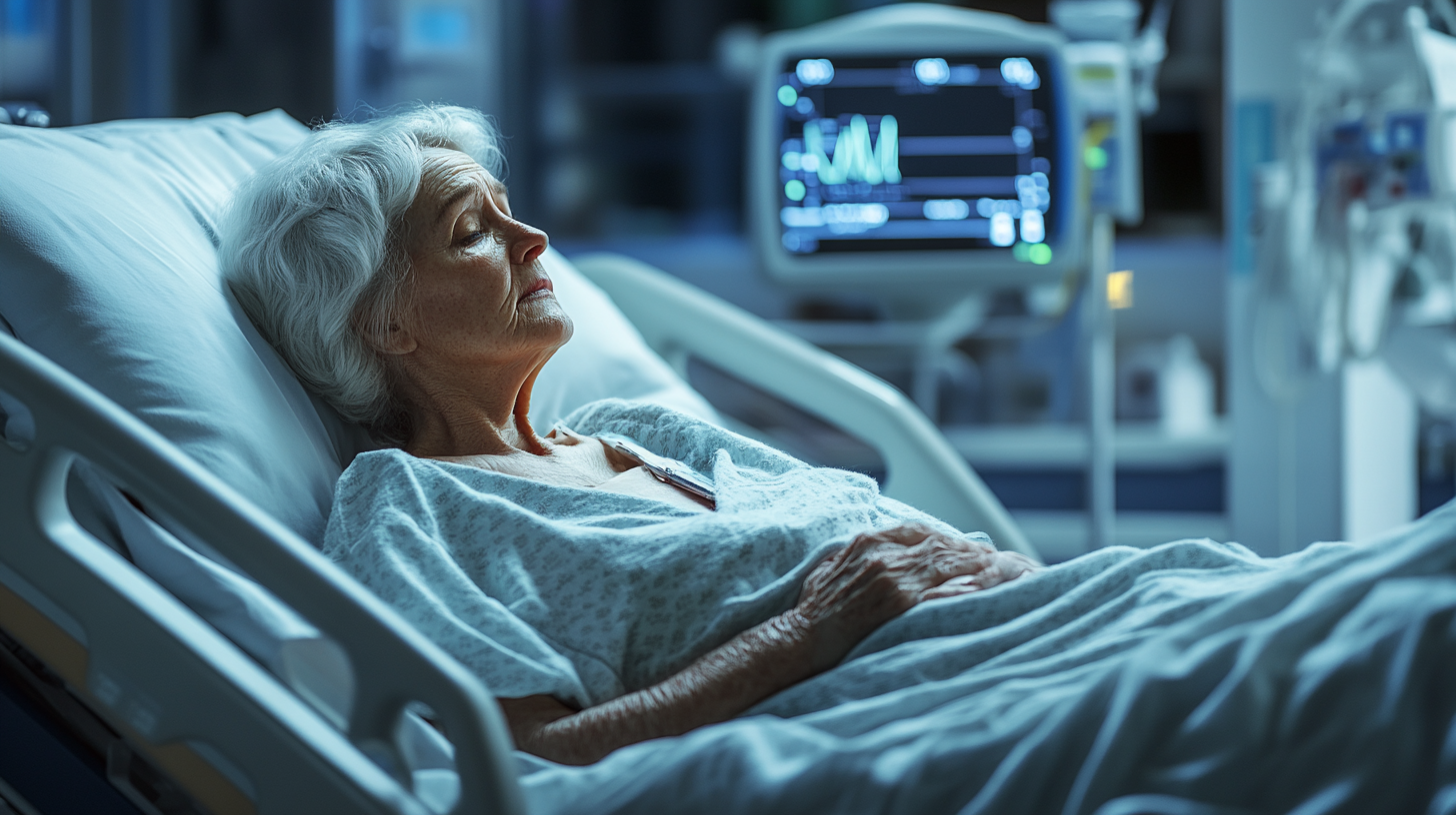 Une vieille femme dans un lit d'hôpital | Source : Midjourney