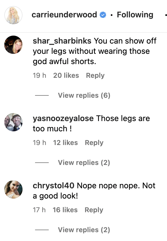 Commentaires sur l'apparence de Carrie Underwood | Source : Instagram.com/Carrieunderwood
