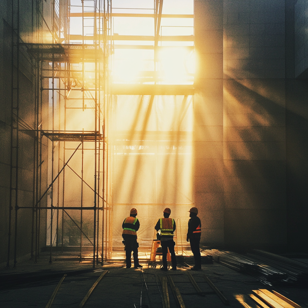 Des hommes sur un chantier de construction | Source : Midjourney