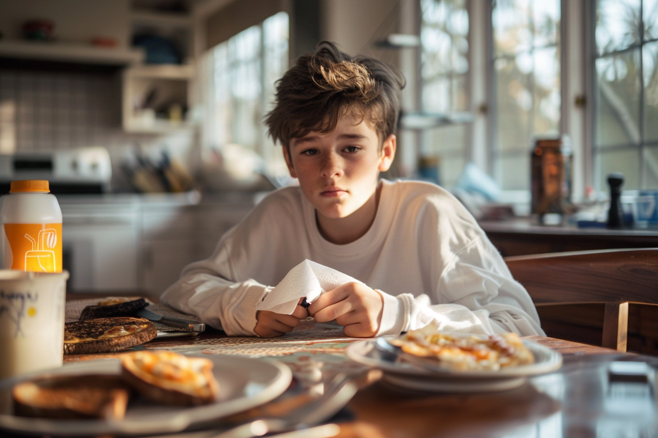 Un garçon qui prend son petit déjeuner | Source : Midjourney