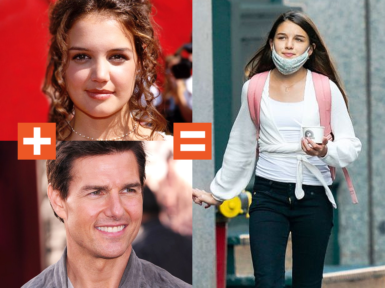 Un collage de Katie Holmes, Tom Cruise et Suri Cruise | Source : Getty Images