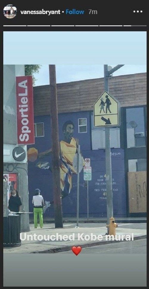 Une fresque intacte de Kobe Bryant au milieu des protestations de George Floyd | Instagram/@vanessabryant