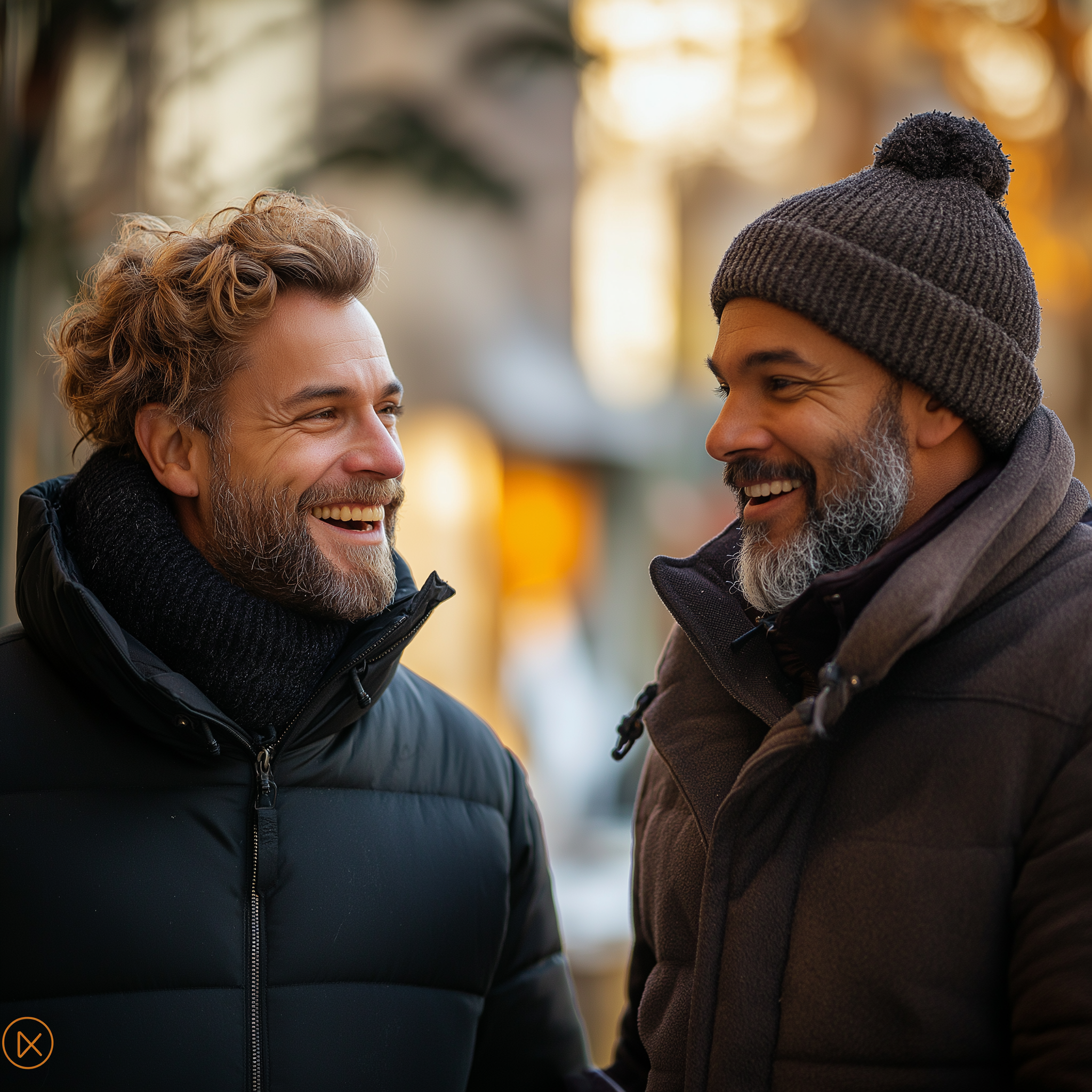 Deux hommes discutent tout en ayant une conversation | Source : Midjourney