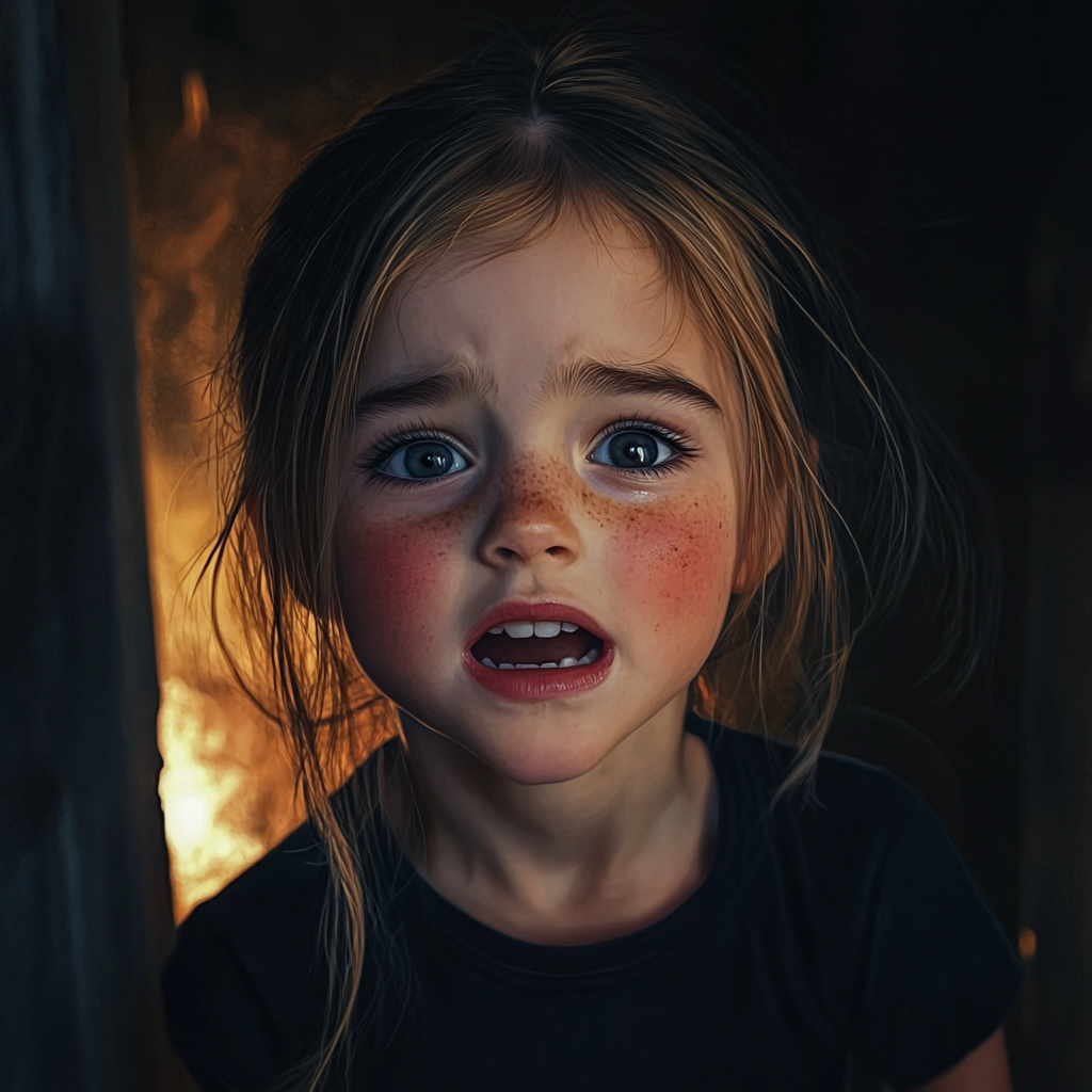 Une petite fille sans défense dans l'incendie d'une maison | Source : Midjourney