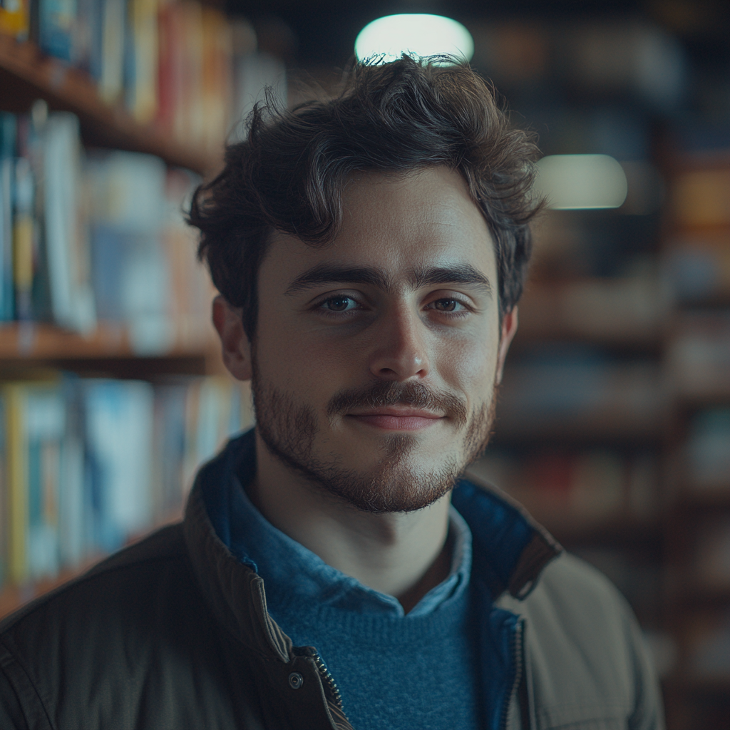 Un homme dans une librairie | Source : Midjourney