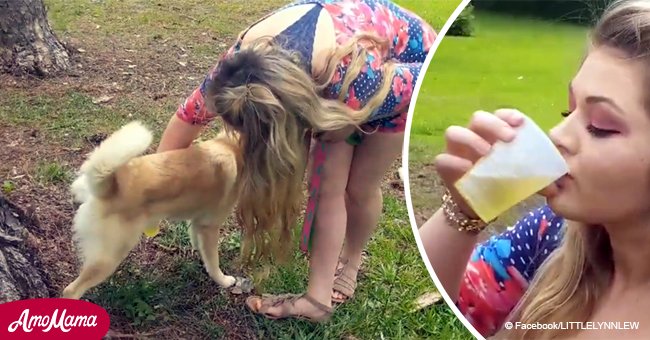 Une femme boit l'urine de son chien, affirmant qu'elle a une raison de le faire