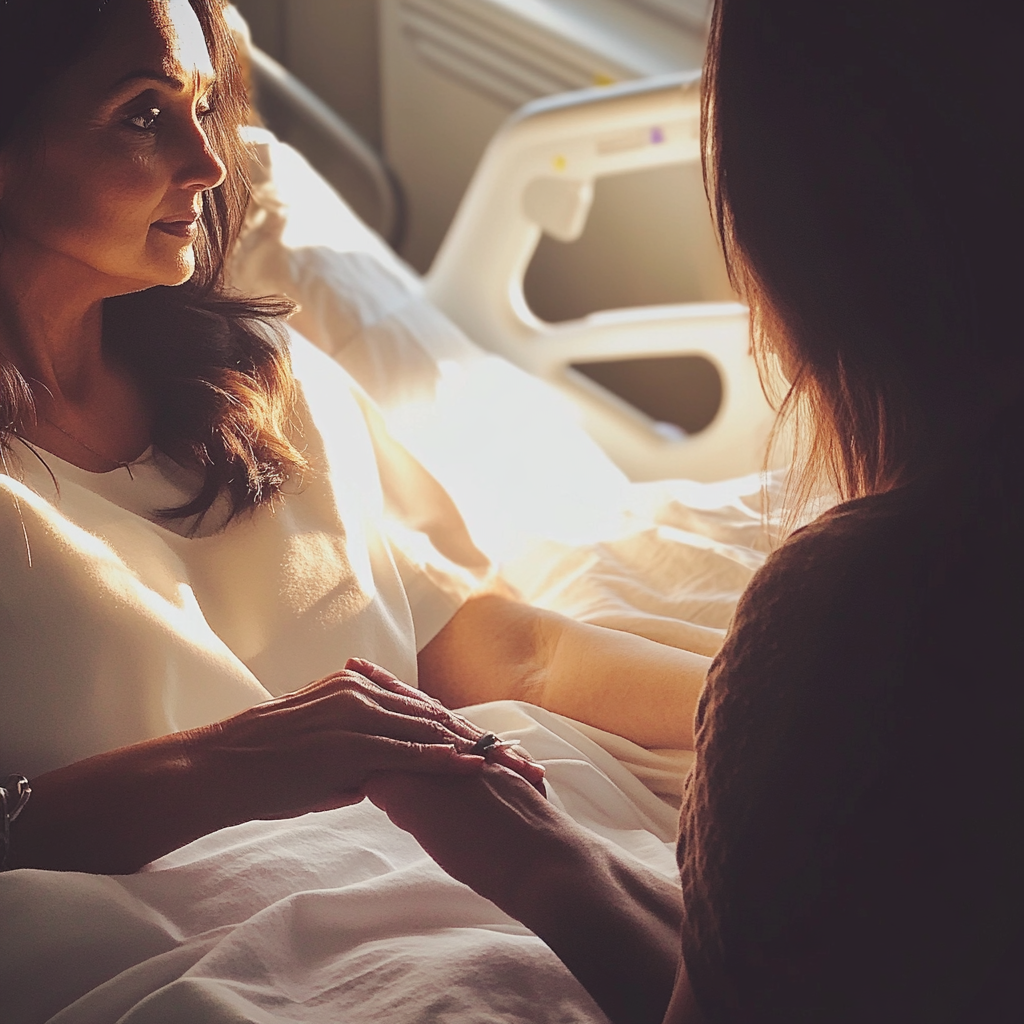 Une femme dans un lit d'hôpital | Source : Midjourney