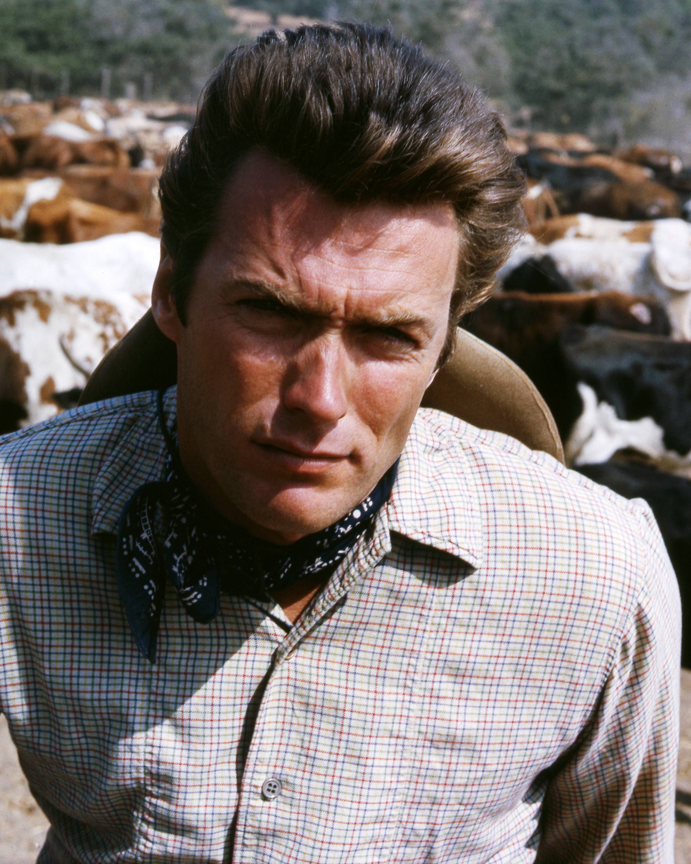 Clint Eastwood posant pour une photo de la série "Rawhide", vers 1960. | Source : Getty Images