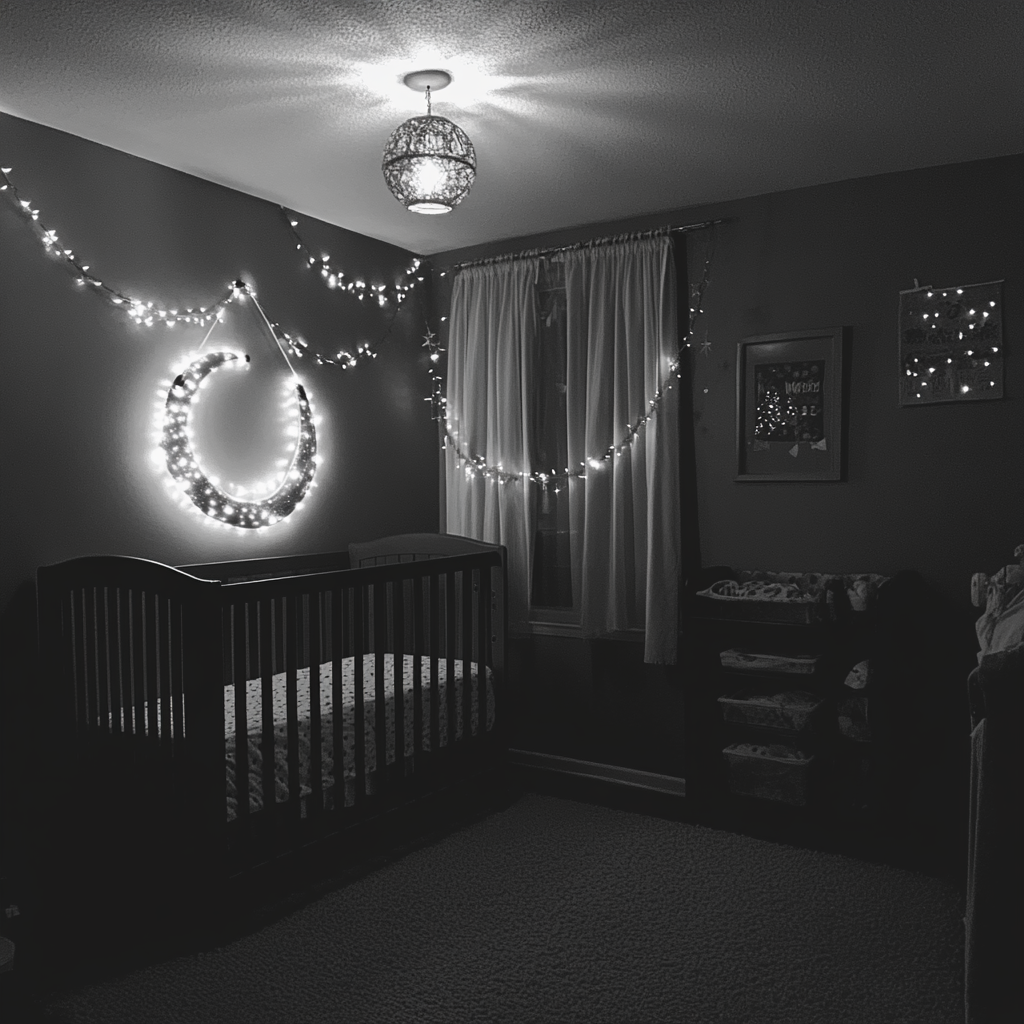 Une vue en niveaux de gris d'une chambre d'enfant | Source : Midjourney