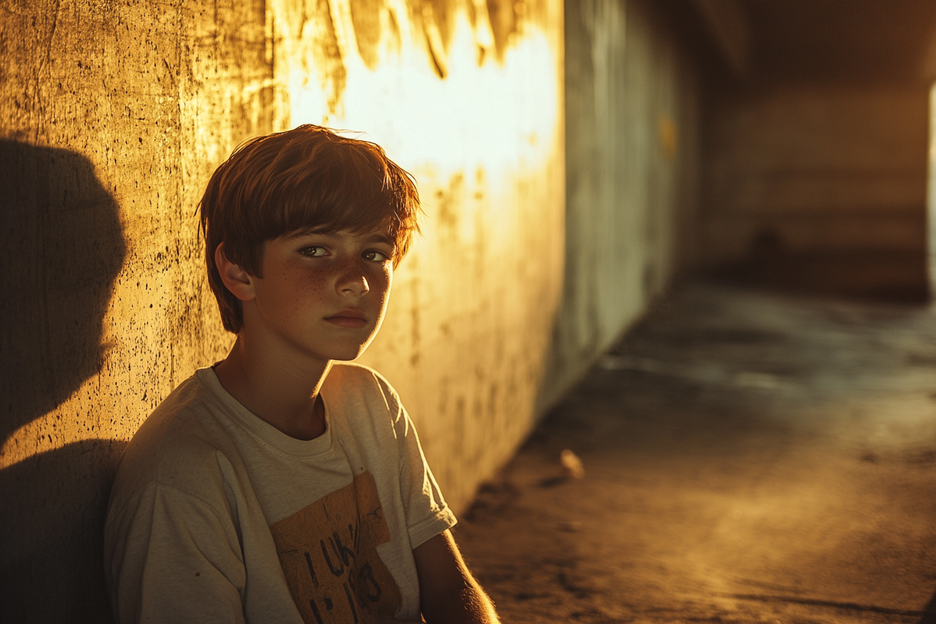 Un adolescent assis dans un passage souterrain | Source : Midjourney