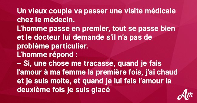 Un homme âgé voulait partager son problème intime avec un médecin, sa femme a trouvé une explication