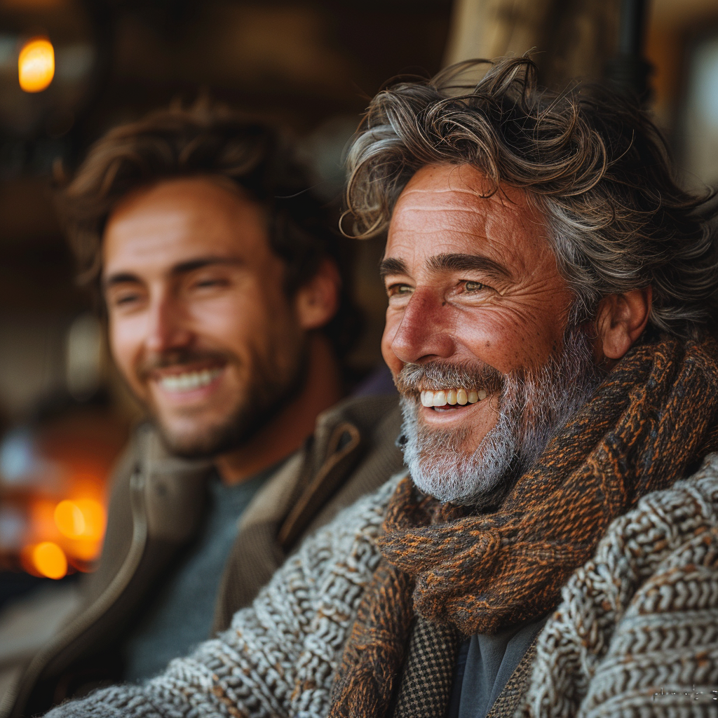 Deux hommes qui sourient | Source : Midjourney