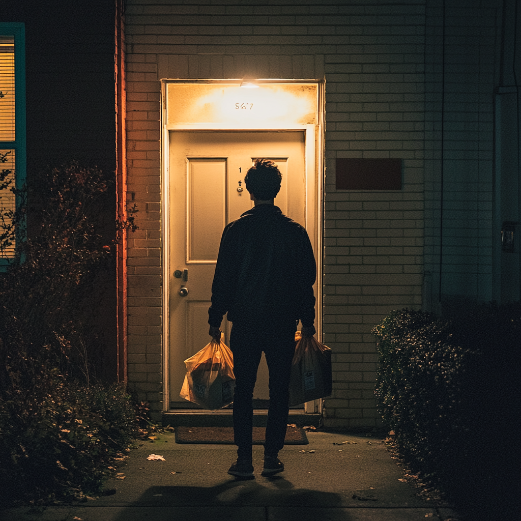 Un homme avec des sacs à emporter | Source : Midjourney