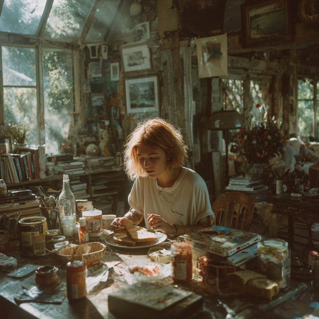 Une femme mangeant des toasts | Source : Midjourney