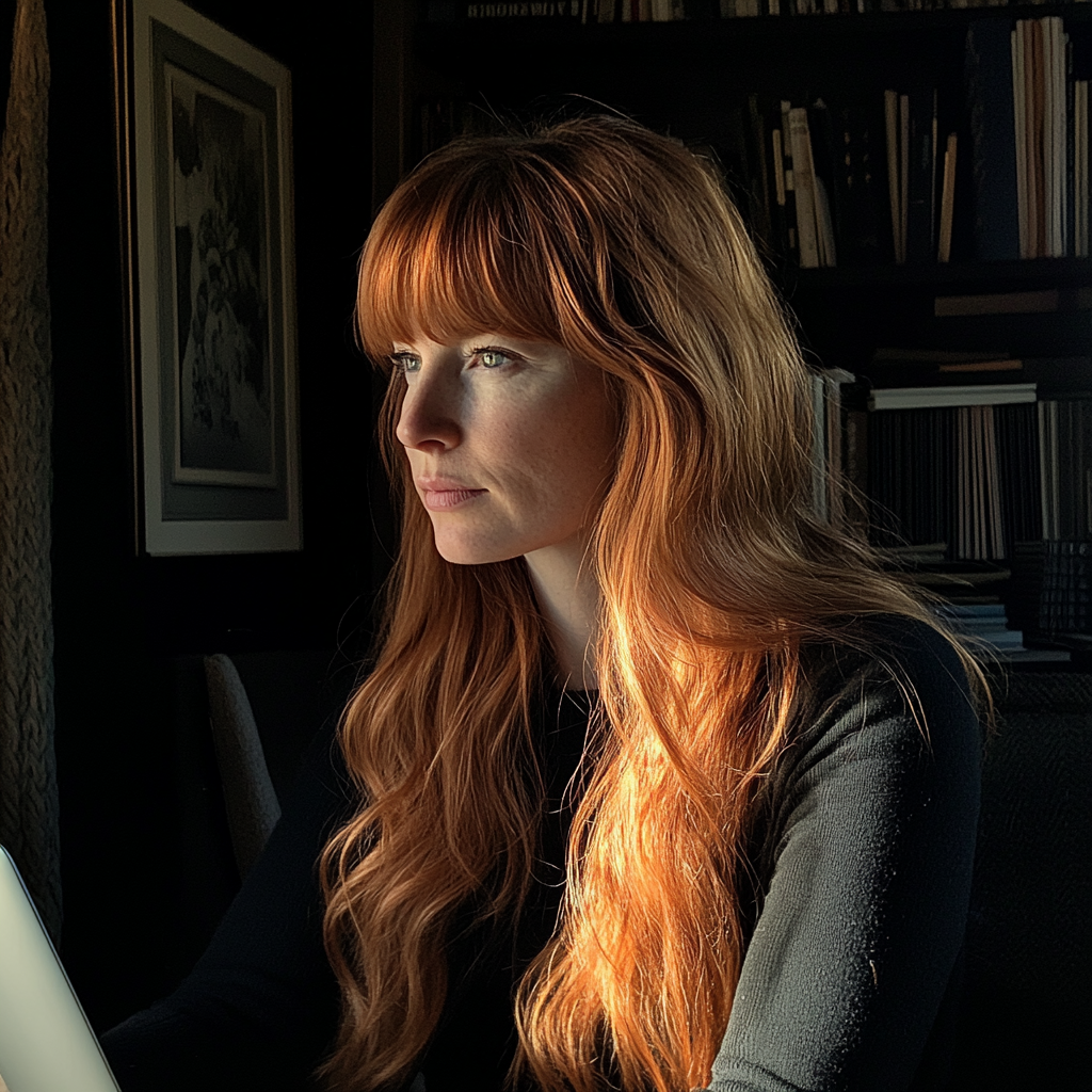 Une femme assise dans un bureau | Source : Midjourney