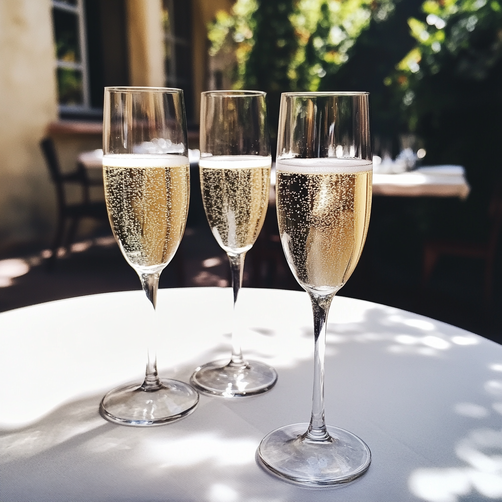 Champagne glasses on a table | Source: Midjourney