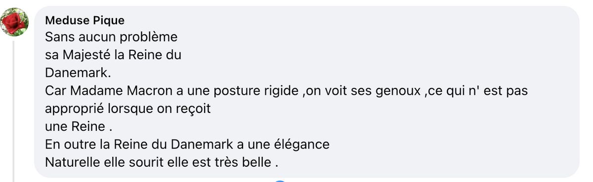 Commentaire d'une internaute sur la tenue de Brigitte Macron | Source : Facebook