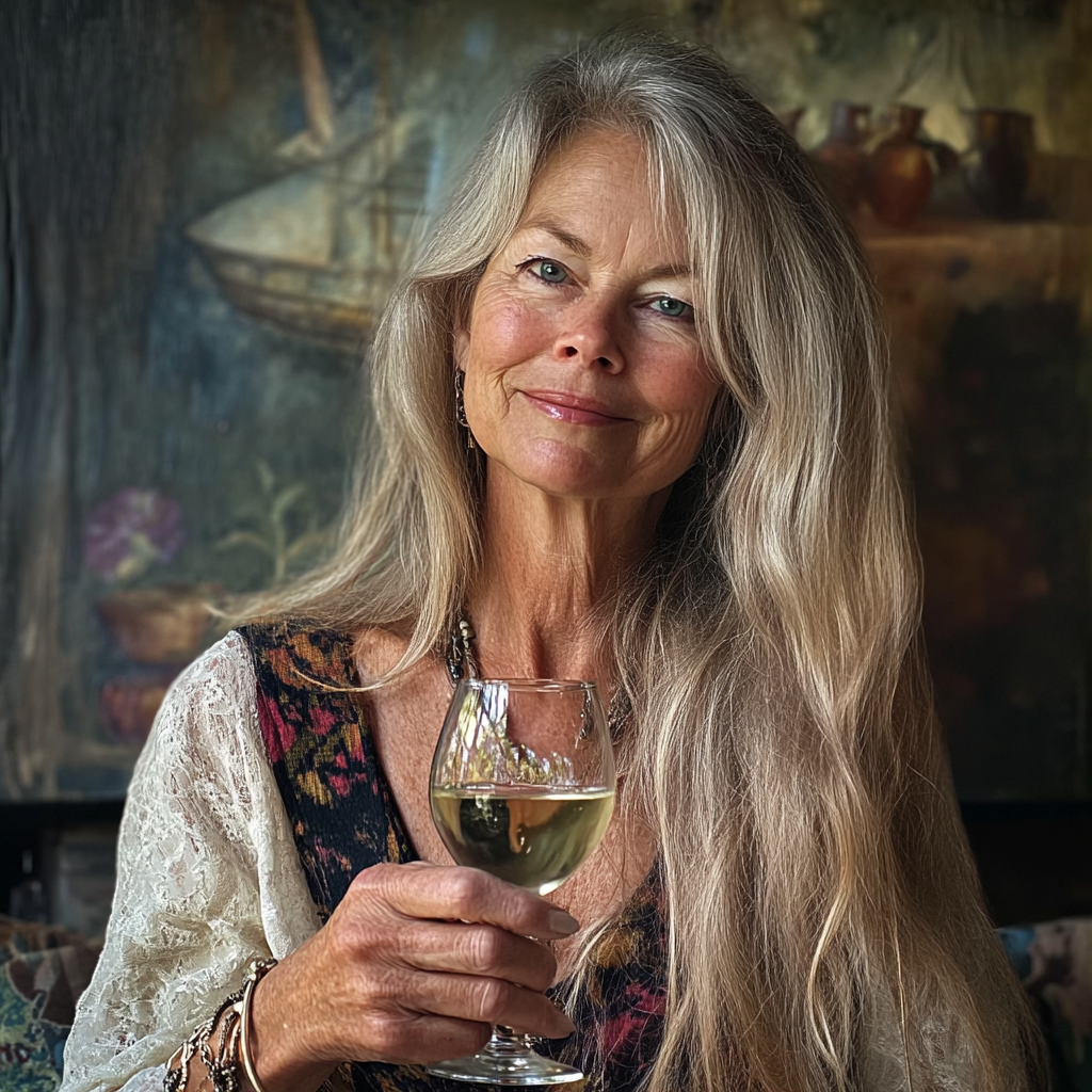 Une femme buvant un verre de vin | Source : Midjourney