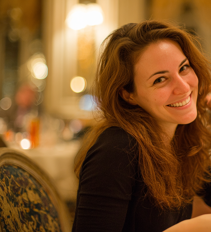 Une femme au sourire malicieux | Source : Midjourney
