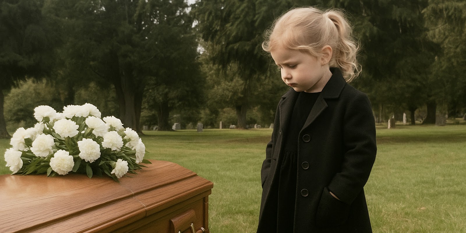 Une petite fille près d'un cercueil | Source : Sora
