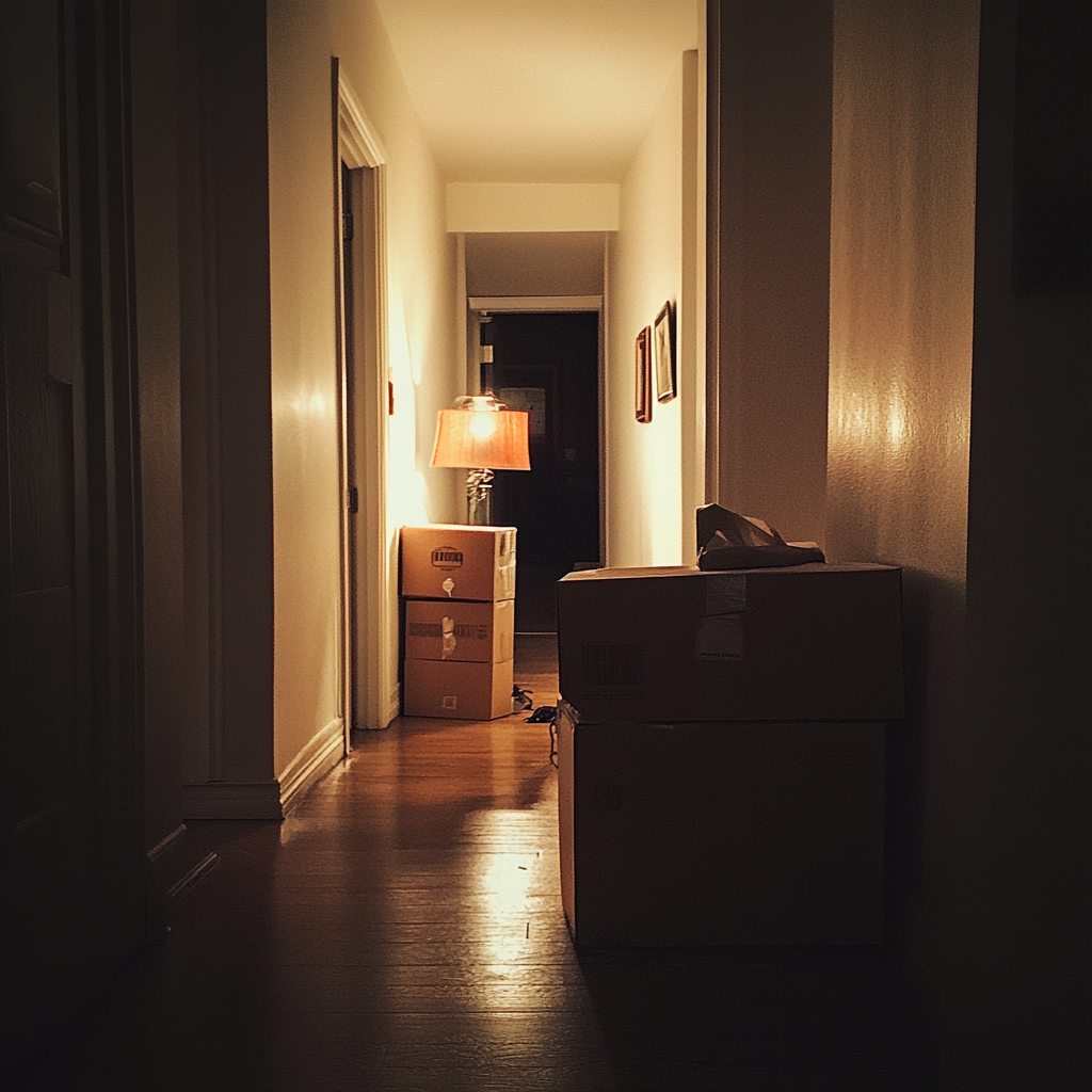 Des cartons dans un couloir | Source : Midjourney