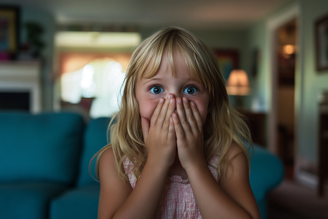 Une fille qui se couvre la bouche avec ses deux mains | Source : Midjourney