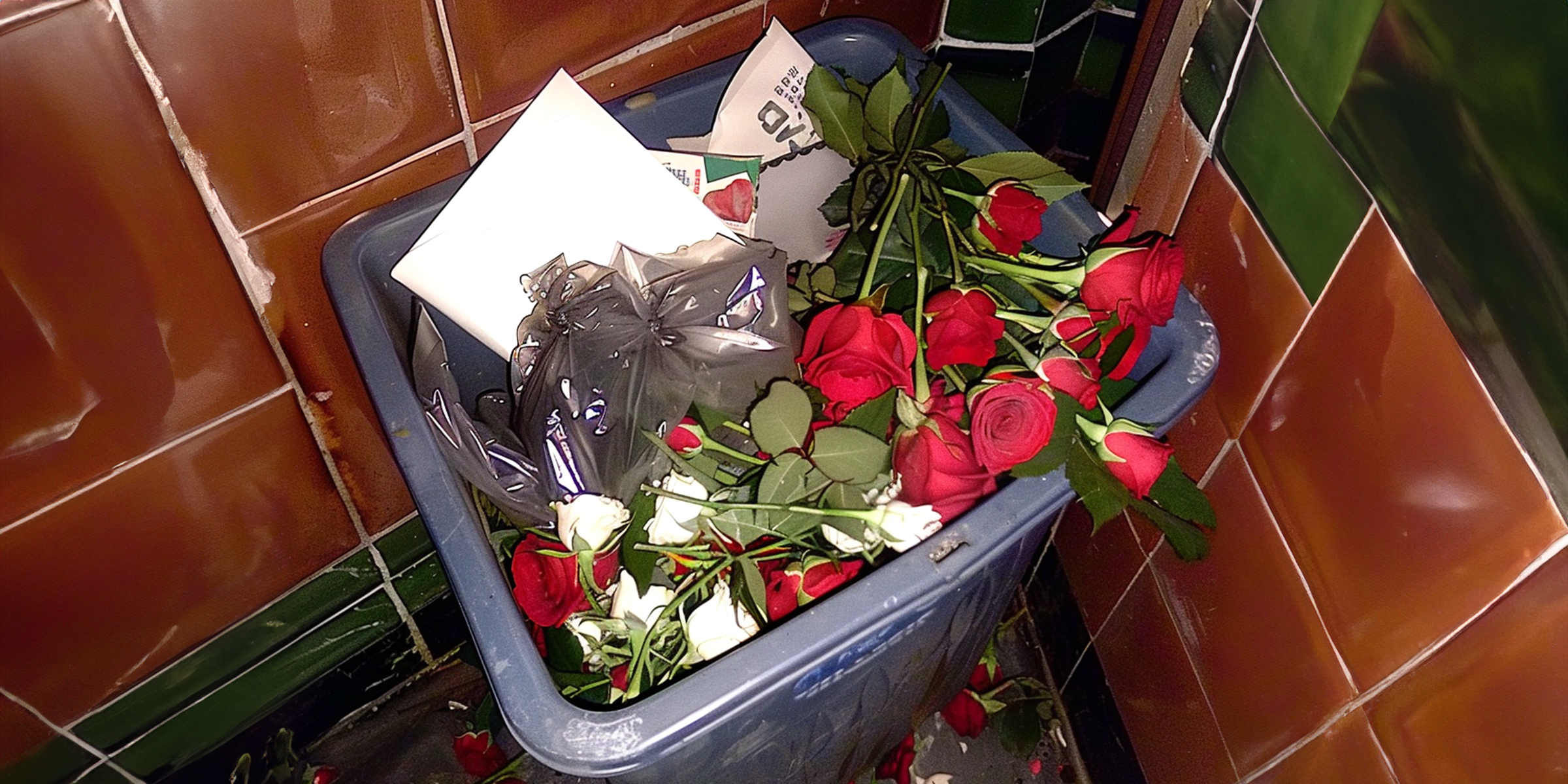 Des roses dans une poubelle | Source : AmoMama