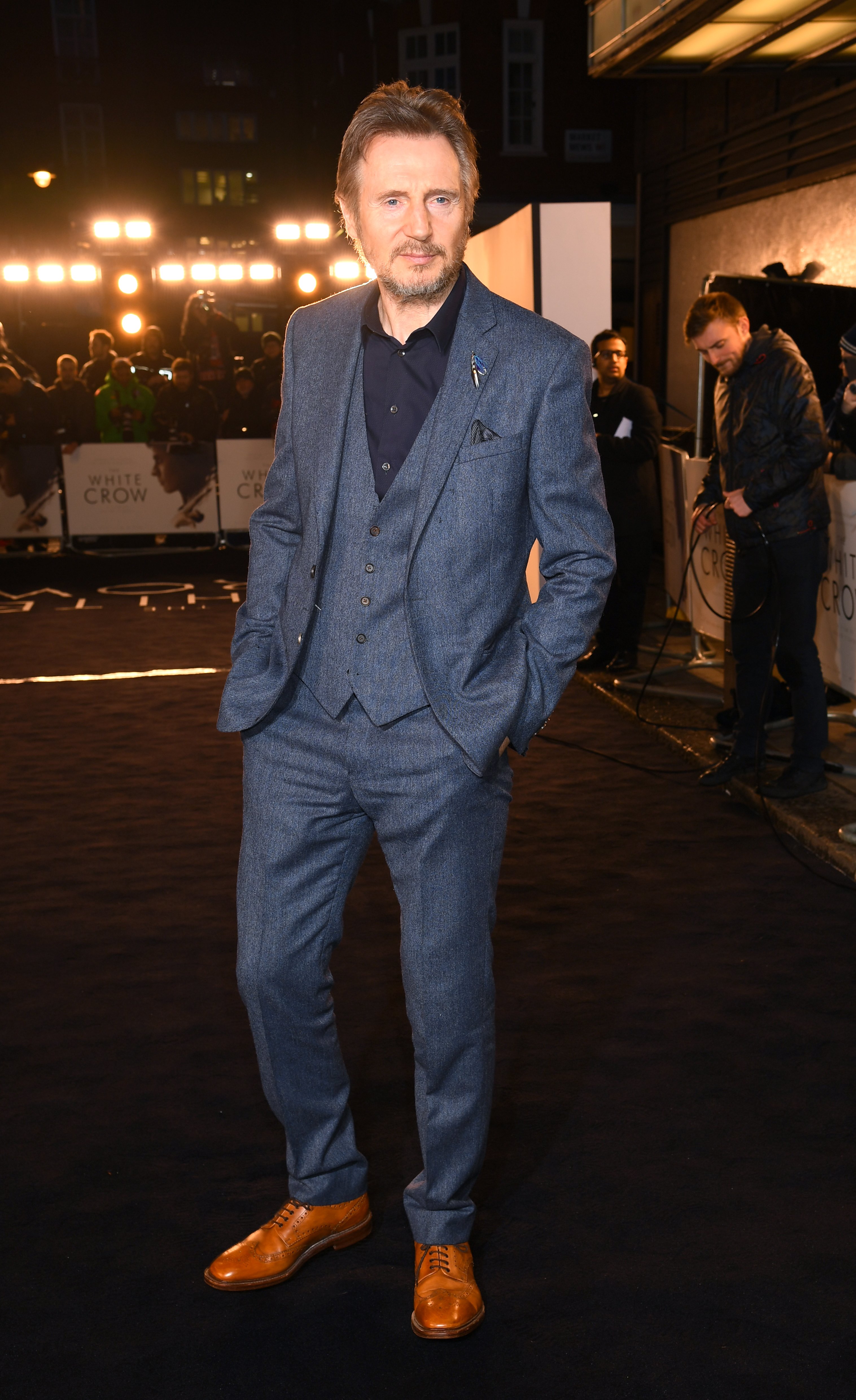Liam Neeson lors de la première britannique de "Le corbeau blanc" au Curzon Mayfair le 12 mars 2019 à Londres, Angleterre. | Source : Getty Images