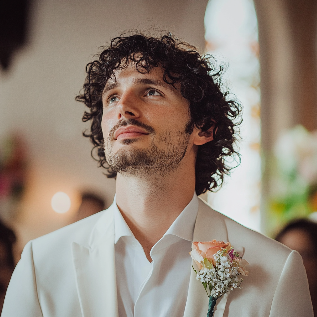 A groom standing at the altar | Source: Midjourney