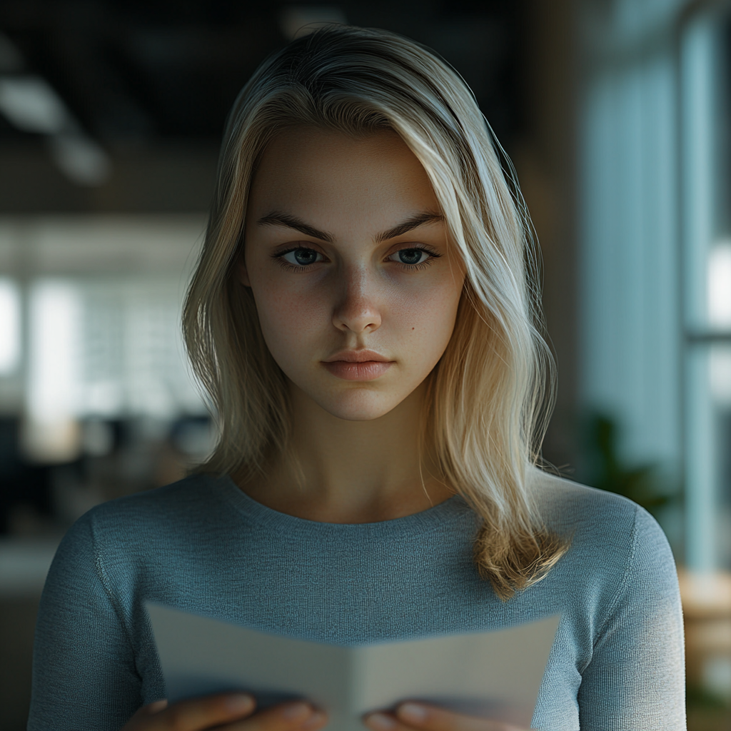 Une femme qui regarde une photo | Source : Midjourney