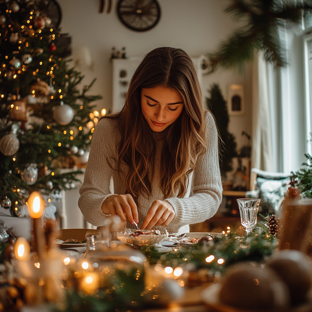 Une jeune femme qui met la table | Source : Midjourney