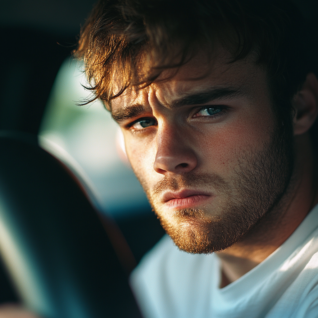 Un homme contrarié au volant | Source : Midjourney