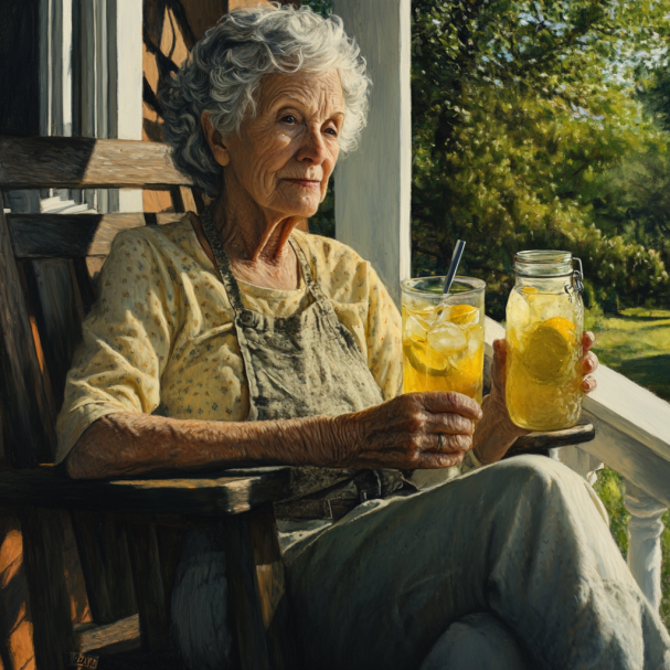 Une grand-mère qui déguste sa limonade | Source : Midjourney
