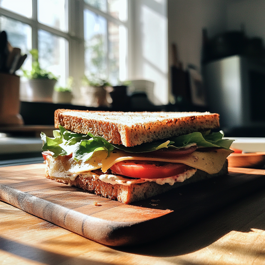 Un sandwich sur une planche | Source : Midjourney