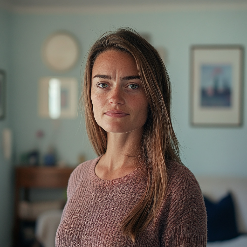 Une femme debout dans son salon | Source : Midjourney