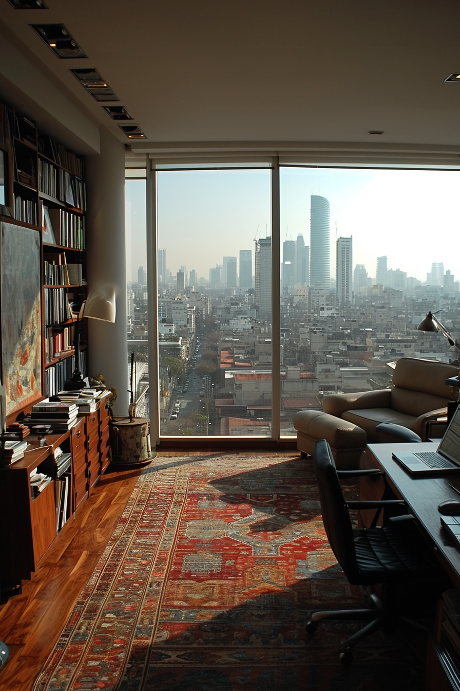 Un bureau avec vue sur la ville | Source : Midjourney