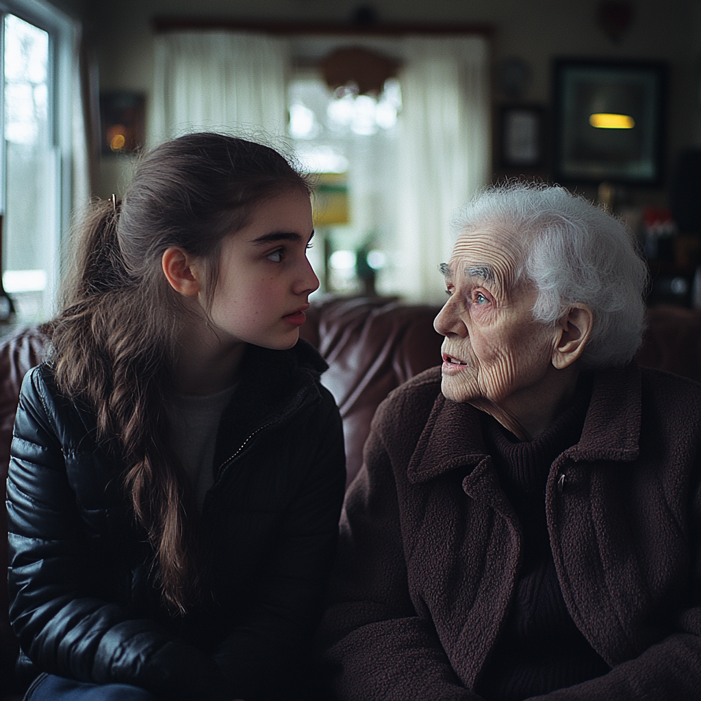 Une jeune femme et une autre plus âgée conversent | Source : Midjourney