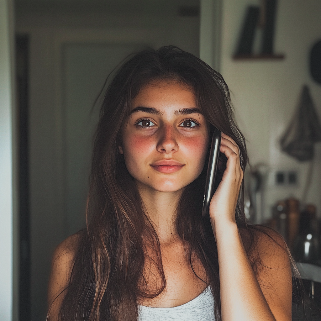 Une jeune femme qui parle au téléphone | Source : Midjourney