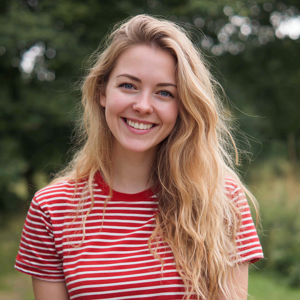 Une jeune femme souriante se tenant à l'extérieur | Source : Midjourney